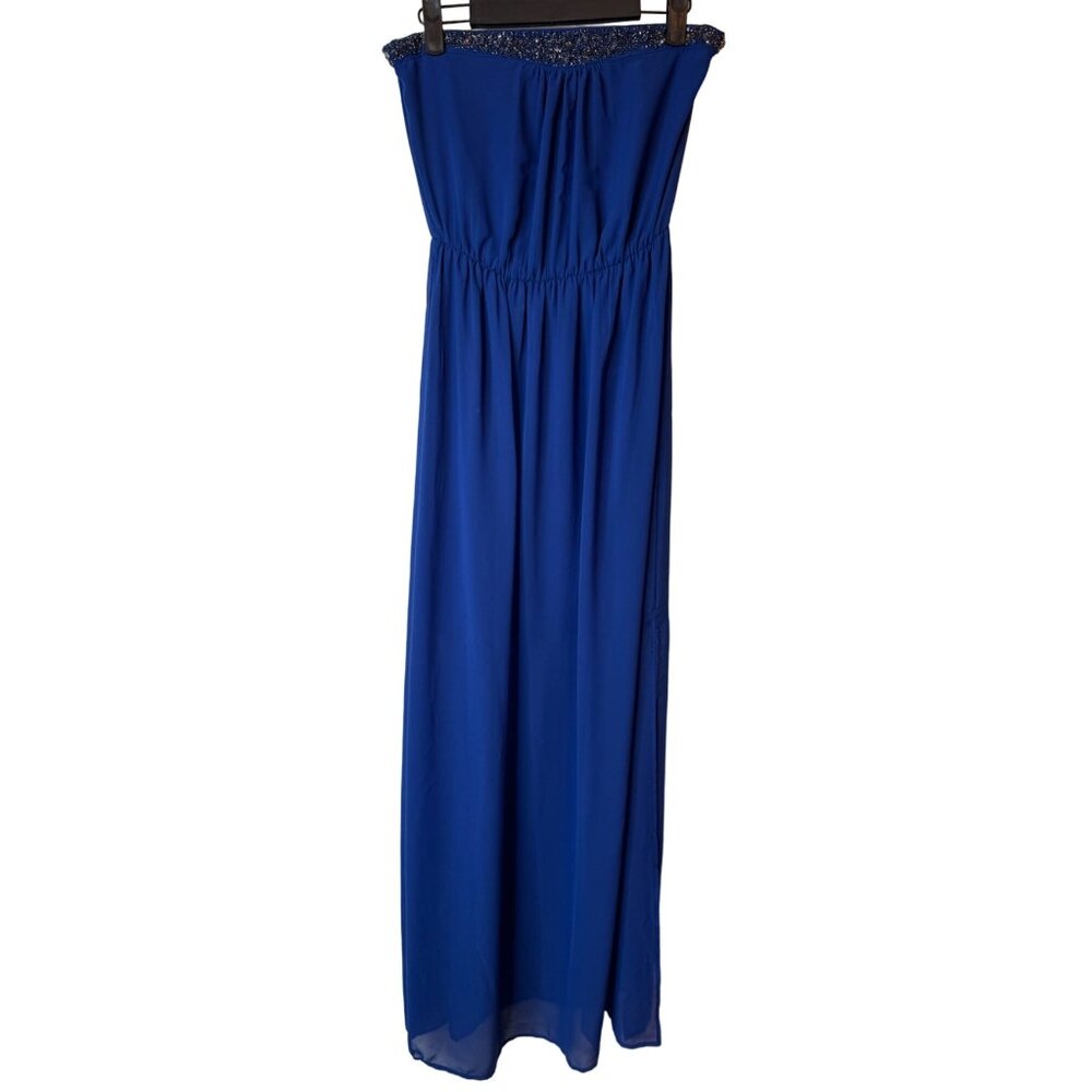 Zara Trafaluc Blue Beaded Medium Maxi